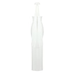 Wooden Ear Shoulder White One-piece Dress