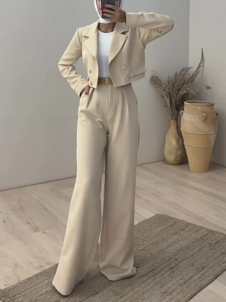 SS Short Blazer Set Khaki