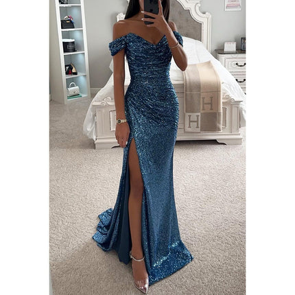 Women's Sequin Tube Top Maxi Dress with Split | 10 Colours