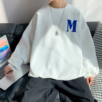 Plaid Letter Embroidery Sweater Men