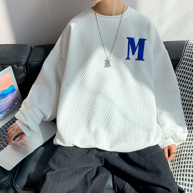 Plaid Letter Embroidery Sweater Men