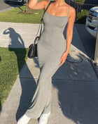 SS Strap Long Dress Gray