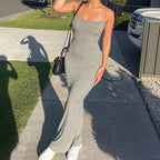 Spaghetti Strap Long Dress Gray