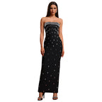 Women's Tube Drilling Backless Dress Black
