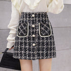 Women's High Waist Plaid Skirt Grey