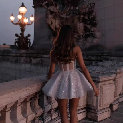 Sexy Tube Top Shiny Short Wedding Dress