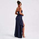 Pleated Bridesmaid Dress Navy Blue