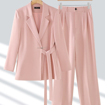 Women's Casual Two-piece Suit Pink Suit