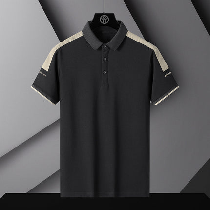 Polo T-shirt Round Neck Loose Black