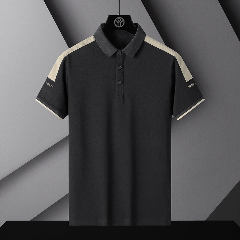Polo T-shirt Round Neck Loose Black