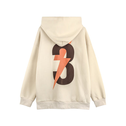 Men's Lightning Printed Hoodie Apricot