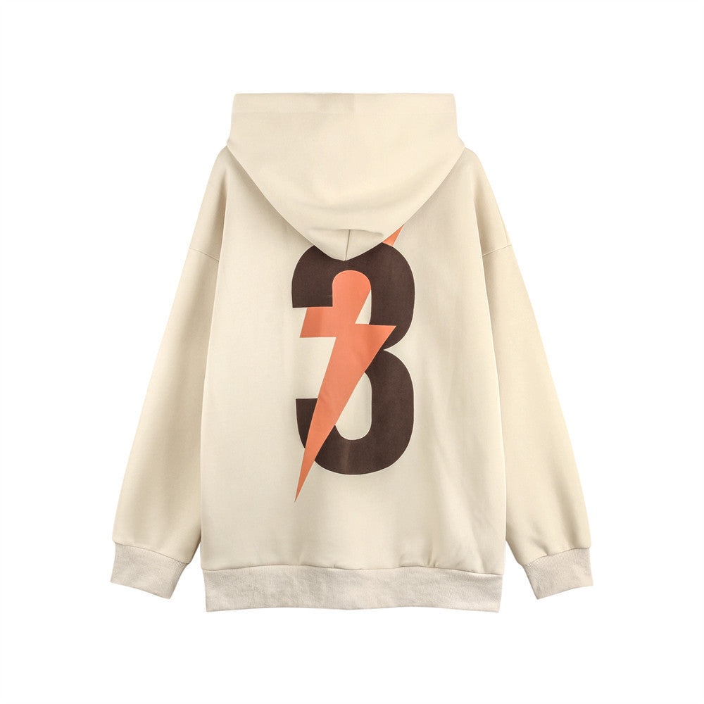Men's Lightning Printed Hoodie Apricot