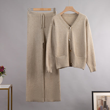 Cardigan Sweater Suit Apricot One size