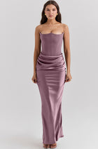 Women's Bandeau Backless Party Evening Dress Purple