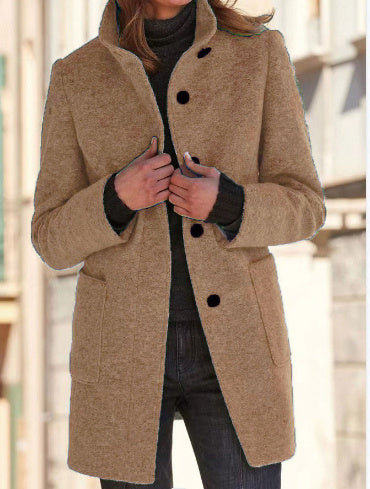 Women’s Winter Casual Button Outwear Coat Khaki H