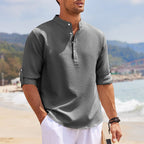 Men's Casual Shirt Long Sleeve Stand Collar Shirt