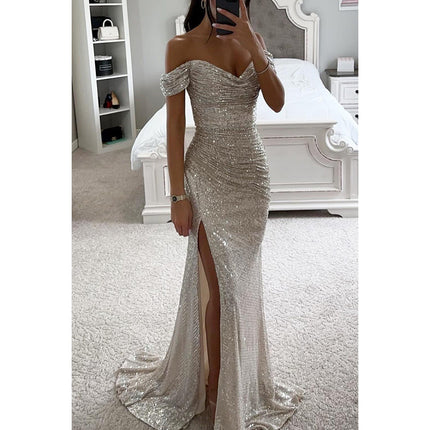 Women's Sequin Tube Top Maxi Dress with Split | 10 Colours