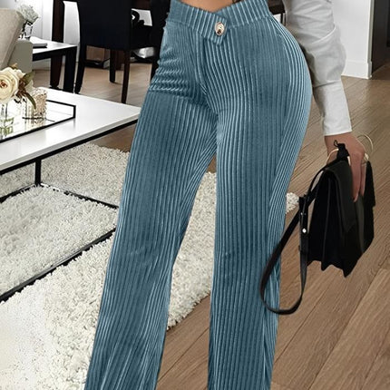 Velvet Striped Casual Women's Pants
