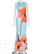 SS Floral Print Dress Blue