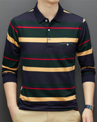 SS Men's Striped Polo Top Dark Green