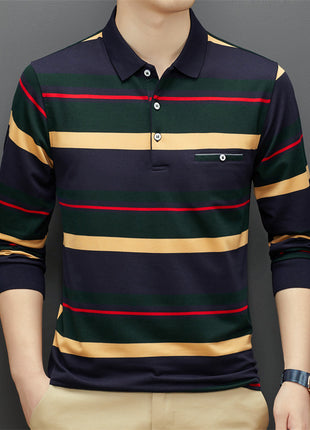 SS Men's Striped Polo Top Dark Green