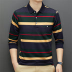 Men's Striped Polo Top Dark Green