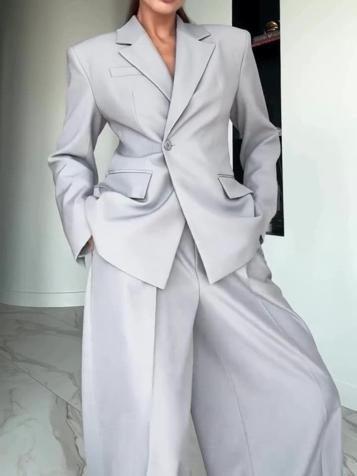 SS Gray Single-button Suit