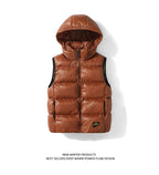 Padded Down Jacket Hooded Vest Brown
