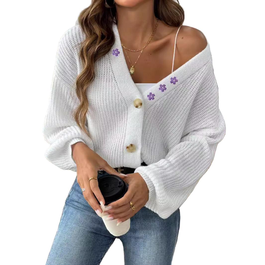 Embroidered Stickers Cardigan