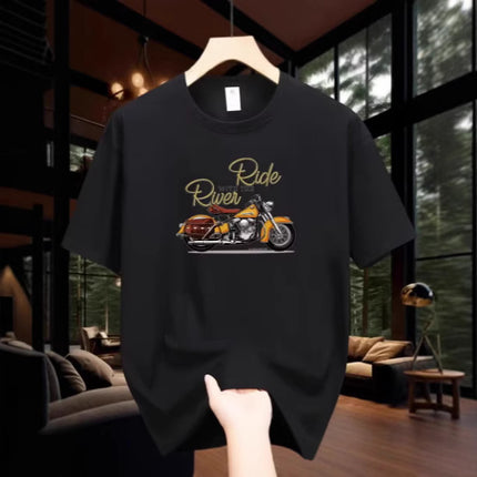 Men's Fashion Casual Motorcycle Pattern Printed T-shirt