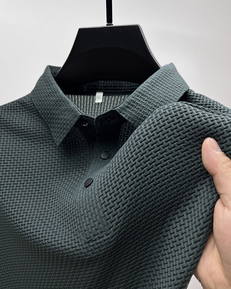 Mesh Ice Silk Short Sleeve T-shirt Mens Clothing gray green