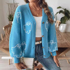 Halloween Loose Casual Button Sweater