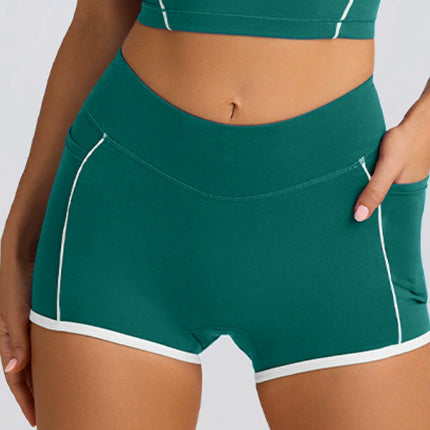 Sports Underwear Vest Shorts Spaghetti Strap Dark Green Shorts