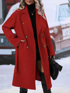 Women’s Double-breasted Trench Coat With Belt Winter