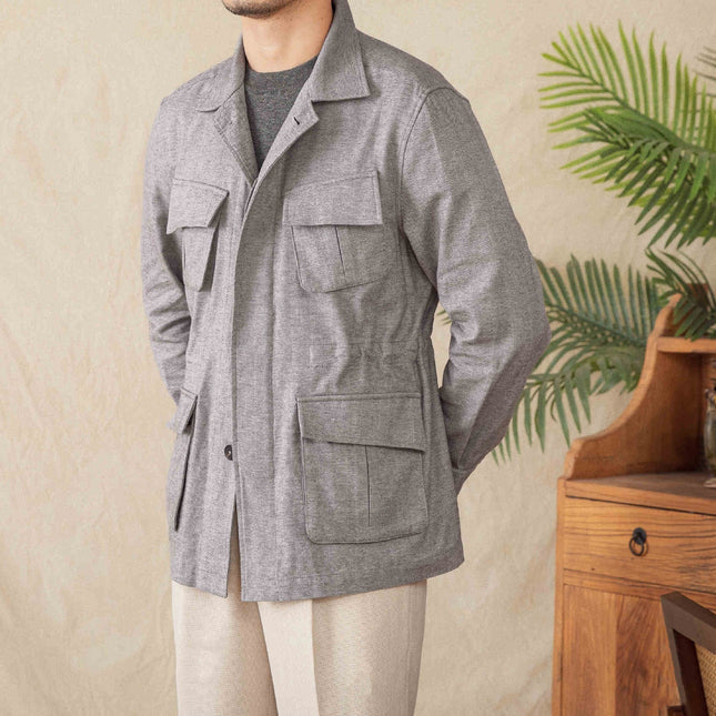 Men's Herringbone Casual Retro Jacket Gray