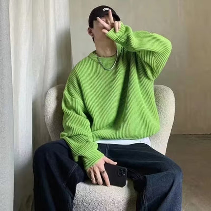 Loose Casual Retro Trendy Sweater Light green
