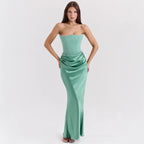 Women's Bandeau Backless Party Evening Dress Green