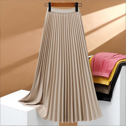 Women's Pleated High Waist Skirt Khaki