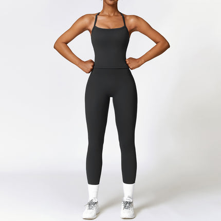 Brushed Yoga Suit Quick-drying Workout Clothes Black