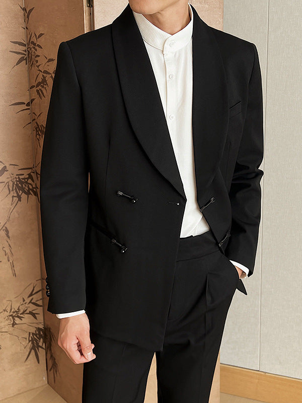 Men's Retro Collar Suit Two-piece Set