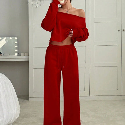 Autumn And Winter Casual Two Piece Red