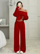 Autumn And Winter Casual Two Piece Red