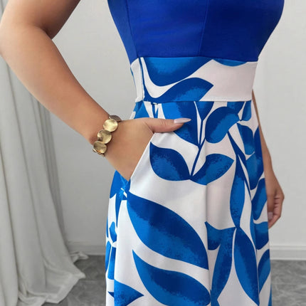 Women's Versatile Printed V-neck Dress
