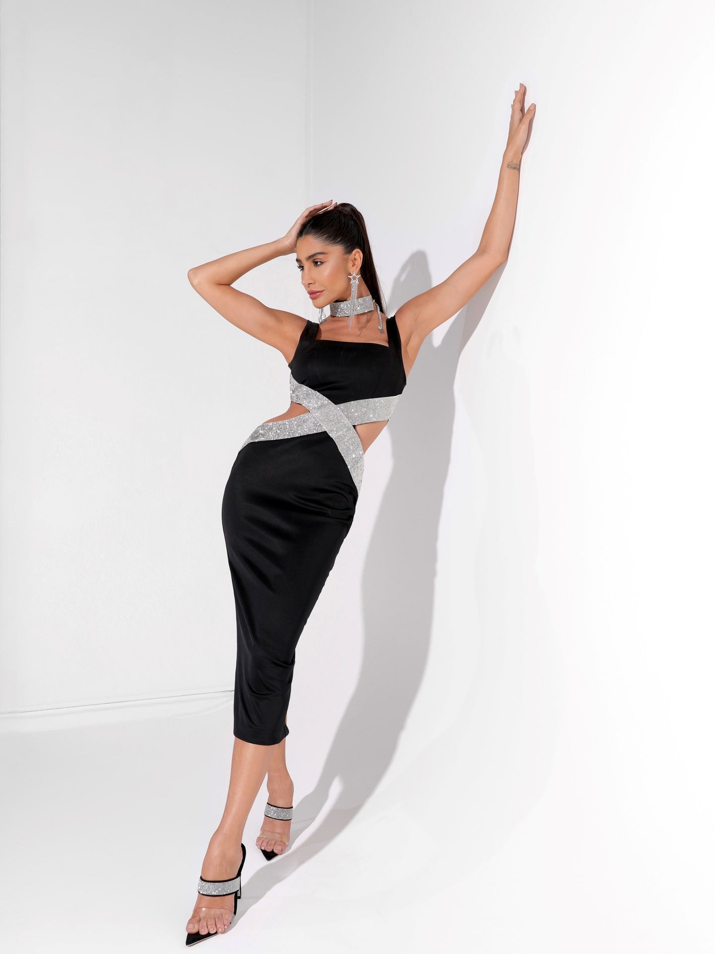 Bandage One-piece Dress Black