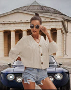 SS Button Down Sweater White