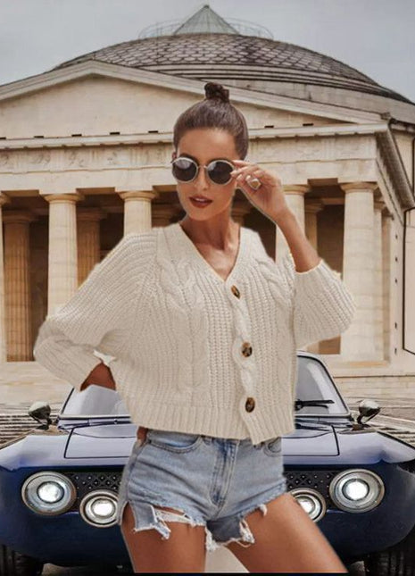 SS Button Down Sweater White