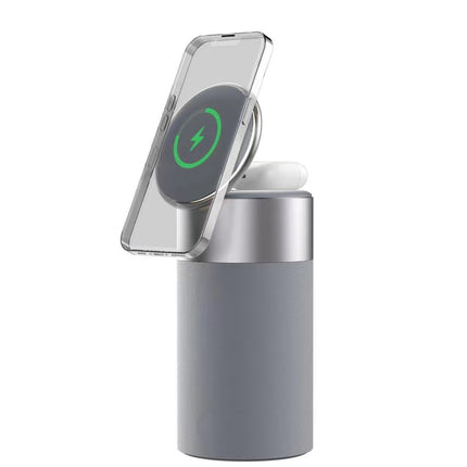 3 In 1 Multi-Function IPhone And AirPods Wireless Charger Portable Bluetooth Speaker Grey