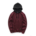 Men's Retro Contrast Color Hoodie Red