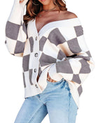 SS Checkered Cardigan Gray