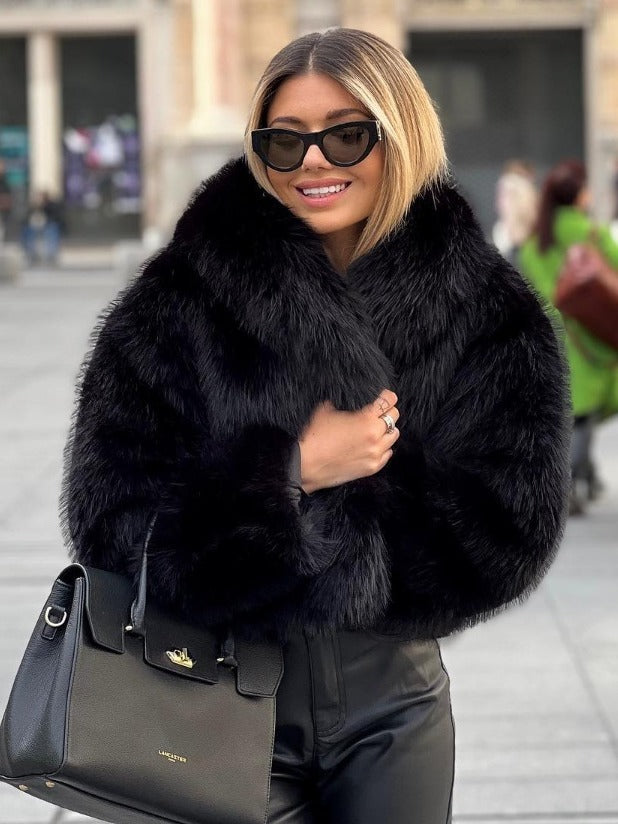 Winter Plush Coat Fashion Thicken Lapel Outwear Jacket